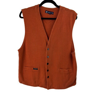 Vintage Hang Ten Men's Orange Button-Up Vest